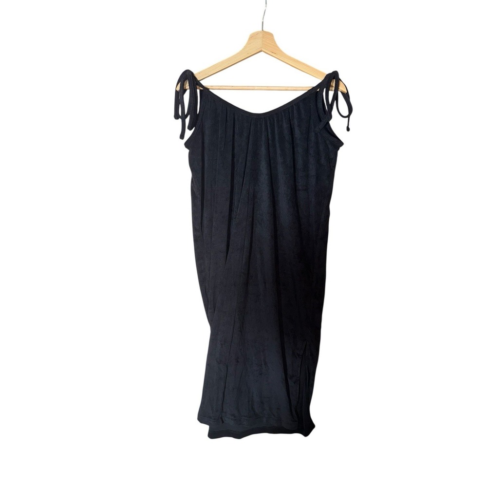 Old Navy Women's Midi Swing Dress M Medium Black Terry Cloth Tie Strap New